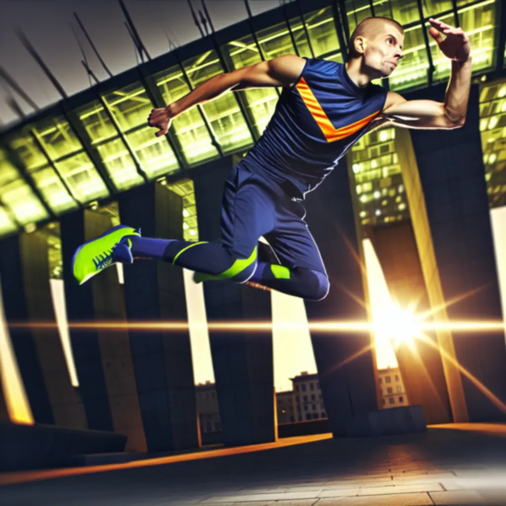 Dynamiczny atleta w pełnym sprzęcie SporttGear podczas intensywnego treningu