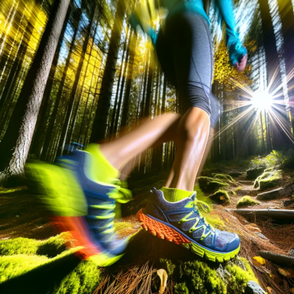 Biegacz trailowy w lesie – techniczny sprzęt do biegania w terenie