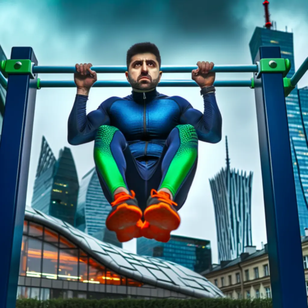 Miejski trening w Warszawie – odzież sportowa w pomarańczowo-granatowej kolorystyce